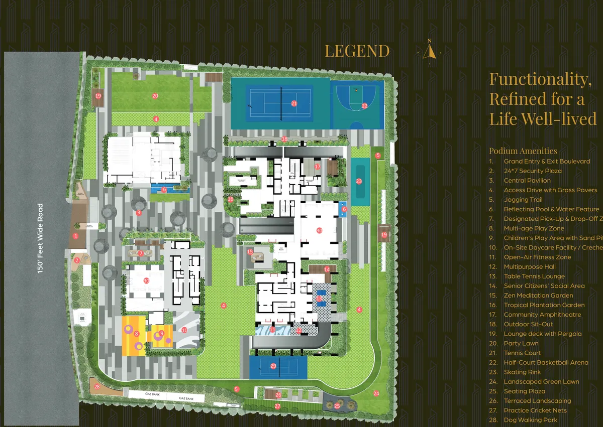 Amenities zoning plan of Candeur Eternia in Bachupally, Hyderabad