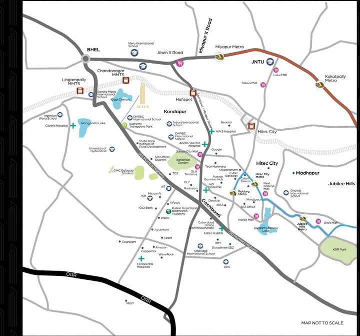 Candeur Eternia location map in Bachupally, Hyderabad