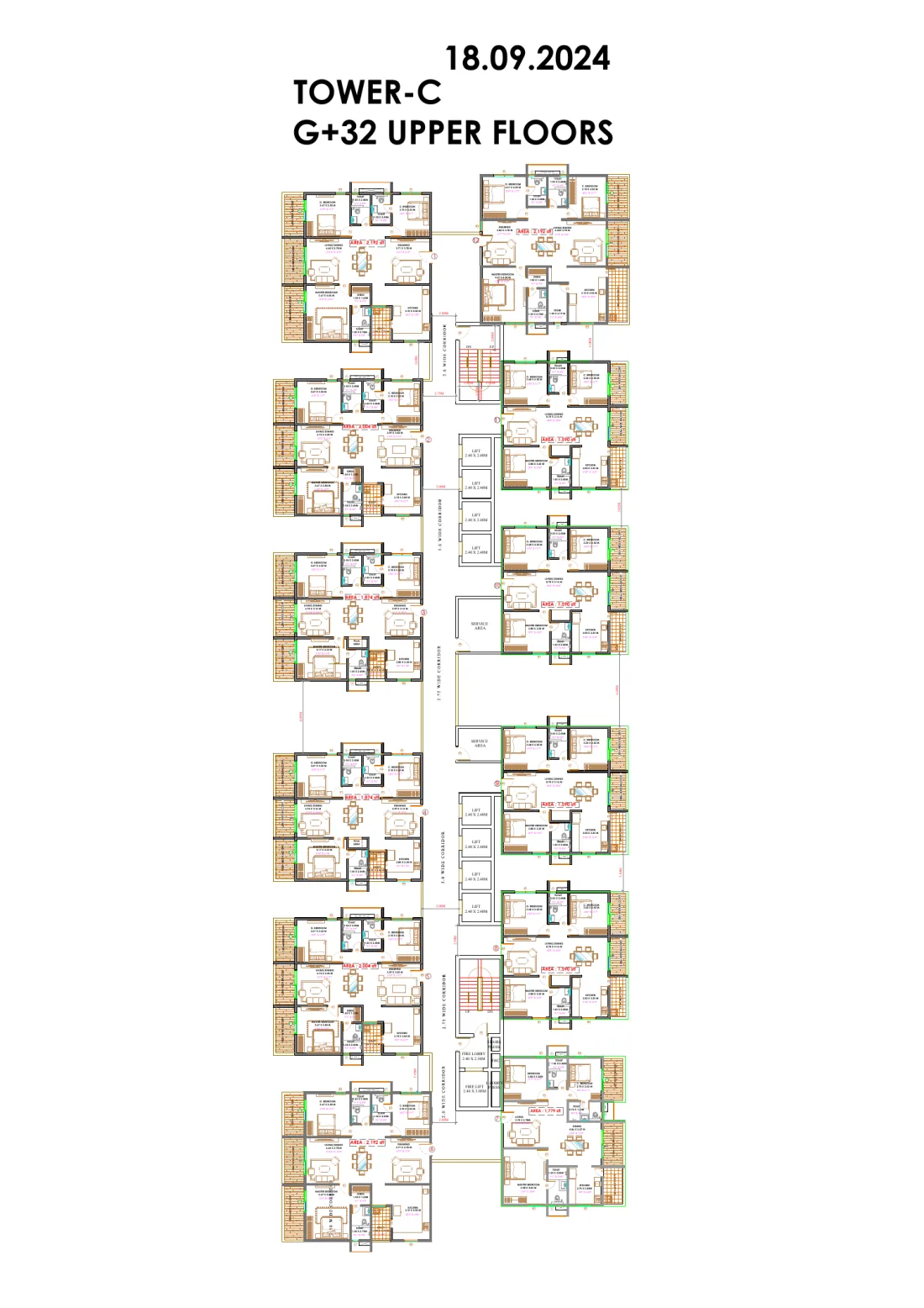 Tower C typical floor plan at Candeur Eternia in Bachupally, Hyderabad